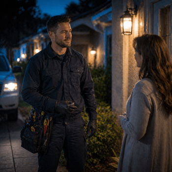 After hours locksmith helping a San Diego resident locked out of their home