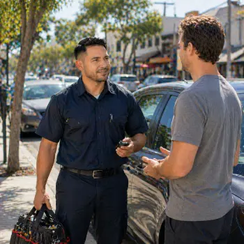 Auto locksmith helping a driver locked out on University Avenue in North Park