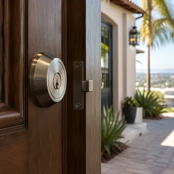 High-security deadbolt installed on a San Diego home entry door