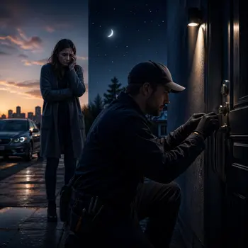 Emergency locksmith responding to a late night lockout call in San Diego