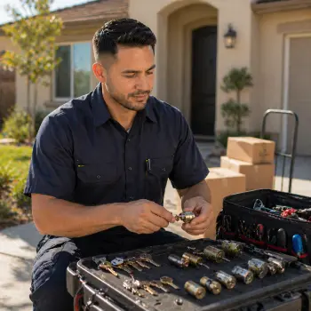 Locksmith rekeying a home after a move in Escondido San Diego