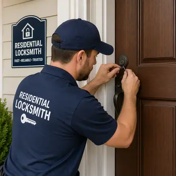 Locksmith rekeying residential locks at a San Diego home after a move