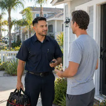 Local locksmith helping a Pacific Beach San Diego resident with a home lockout