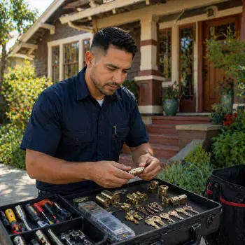 Locksmith rekeying an older craftsman bungalow lock in North Park San Diego