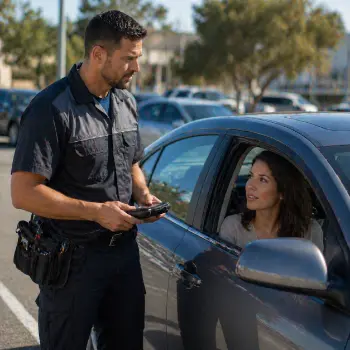Locksmith opening a locked vehicle in a San Diego shopping center parking lot